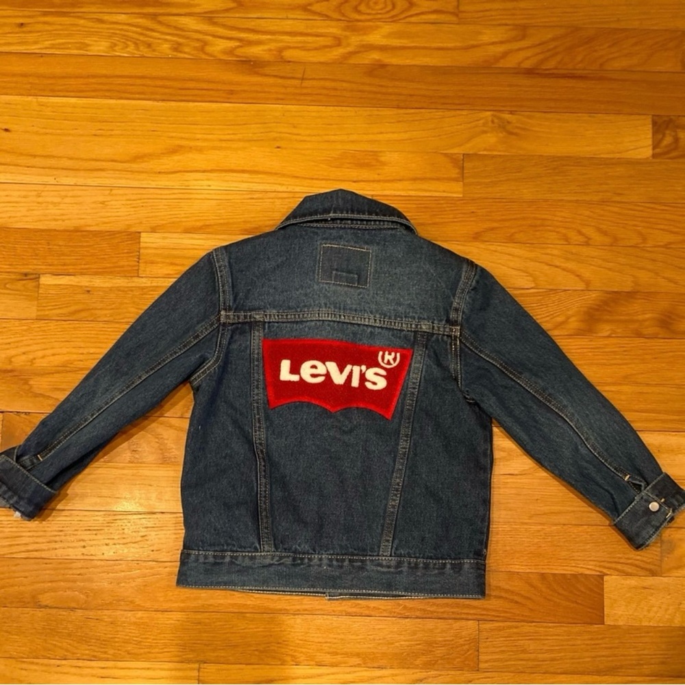 Levi's Blue and Red Jean Jacket Iconic Trucker Style
